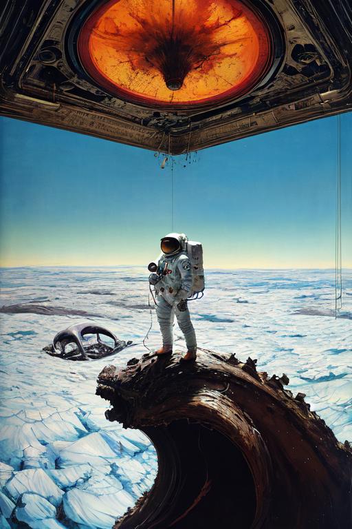 06080-3403075533-_realistic detailed image of an cosmonaut alone in the tundra next to whale skeleton in the style of Francis Bacon, Surreal, Nor.png